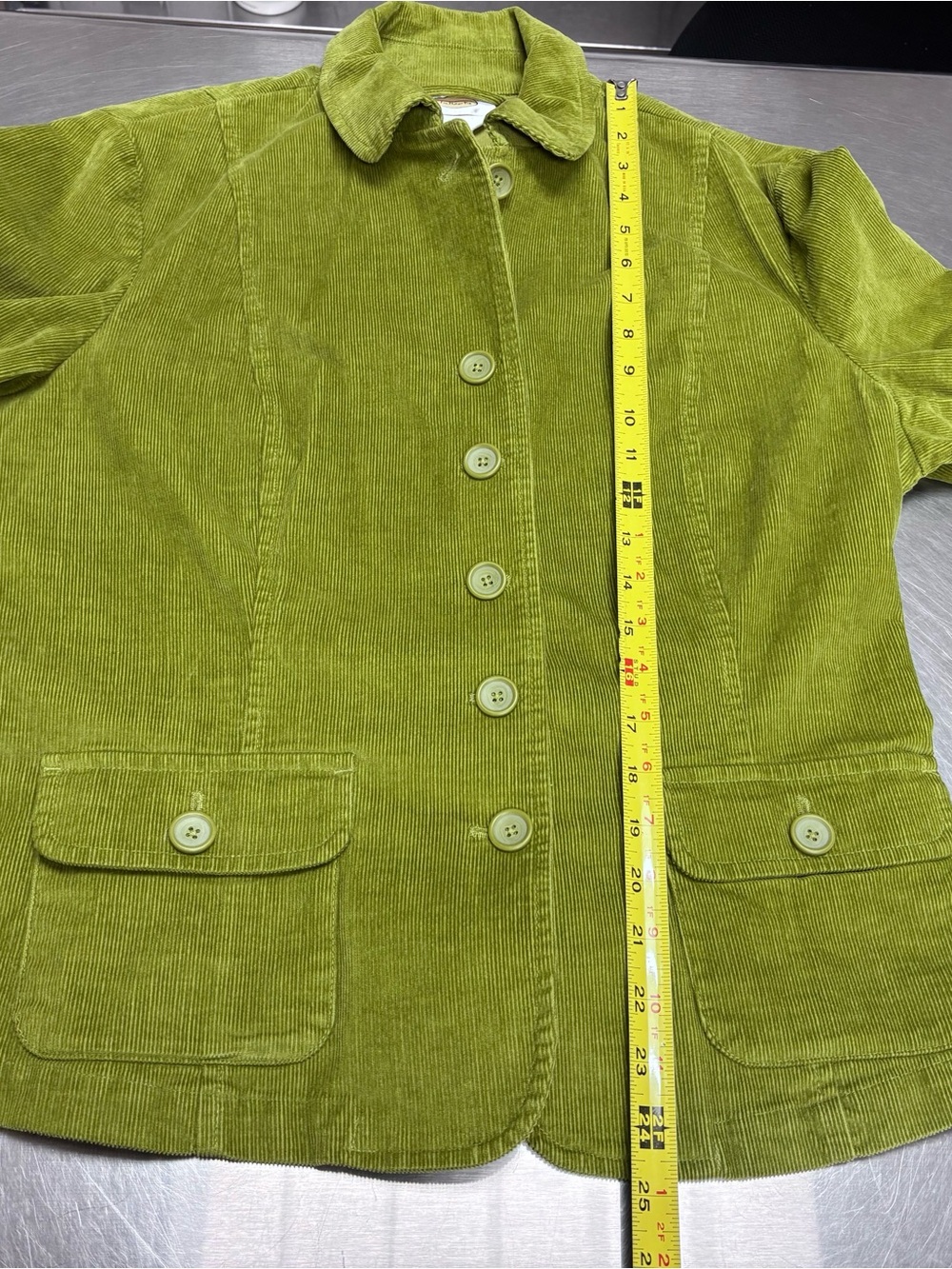 Talbots Stretch Olive Green Corduroy Jacket Blazer Size 16 - Picture 5 of 6